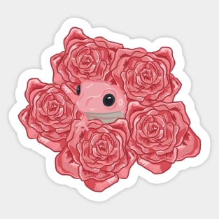 Frog in Bunch of Roses Sticker